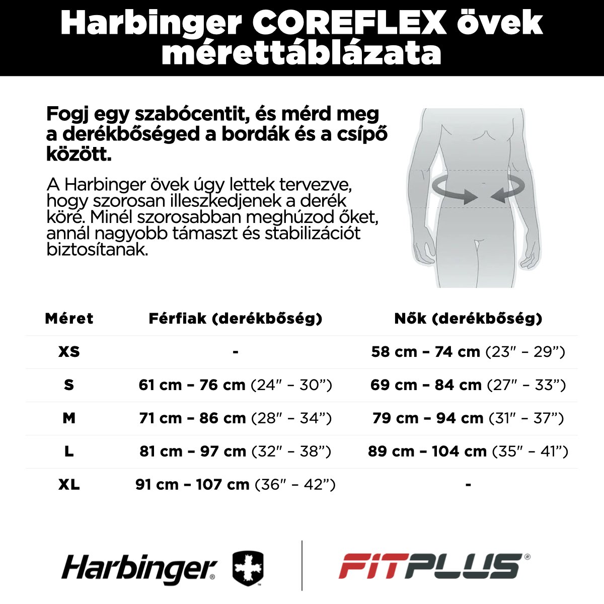 Harbinger Coreflex belt sizes